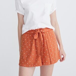 Madewell Drapey Pull On Polka Dot Shorts Orange White‎ Small